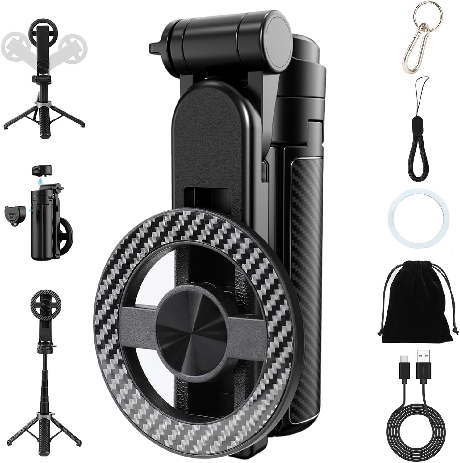 4-in-1 Magnetic Selfie Stick Tripod with Wireless Remote, 360° Rotation Phone Holder for Video & Photos