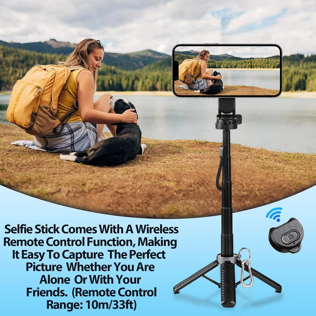 4-in-1 Magnetic Selfie Stick Tripod with Wireless Remote, 360° Rotation Phone Holder for Video & Photos