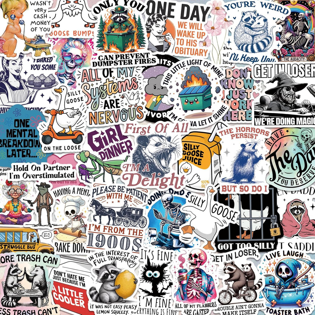 200 PCS Holographic Stickers for Adults, Waterproof Vinyl Sarcastic Meme Decals
