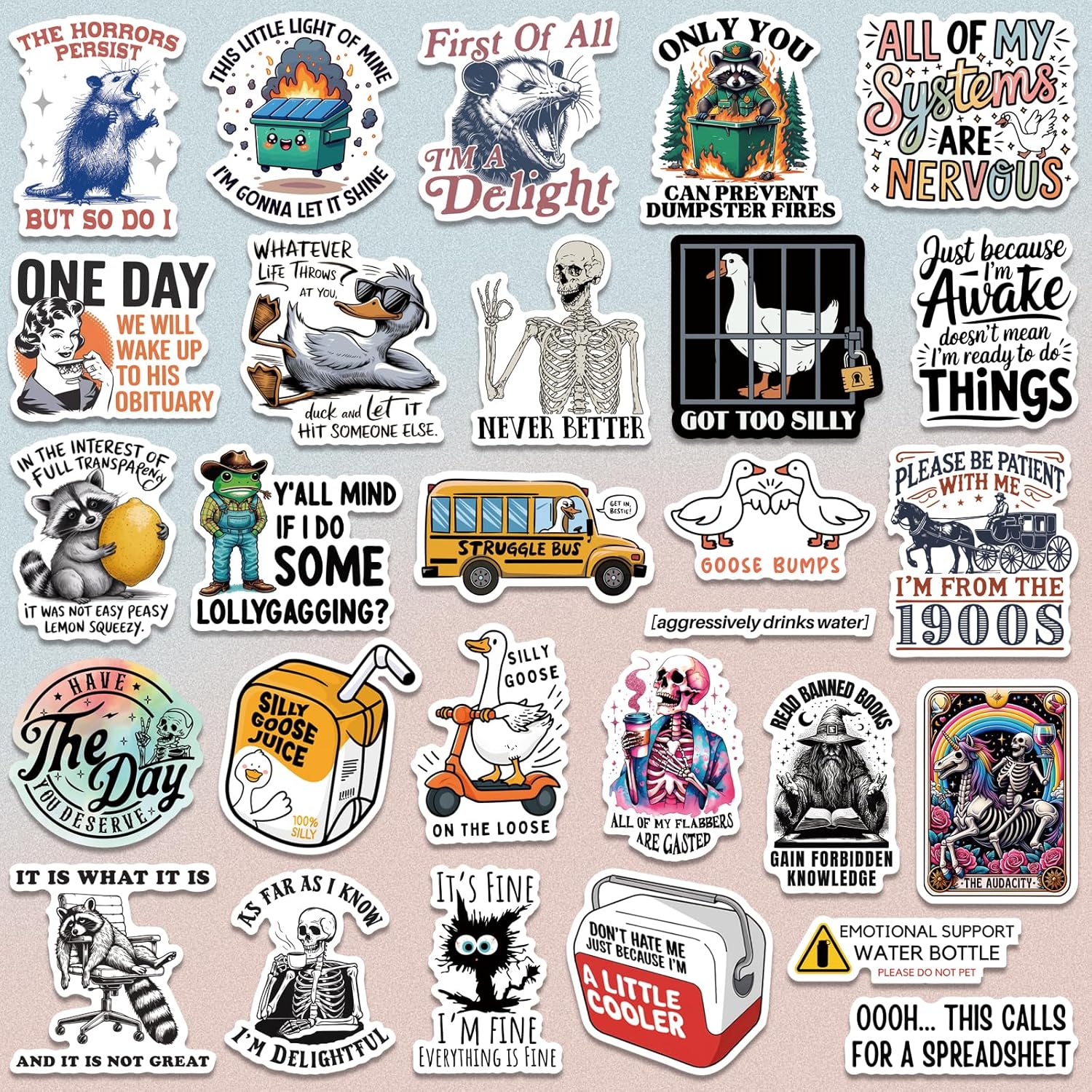 200 PCS Holographic Stickers for Adults, Waterproof Vinyl Sarcastic Meme Decals