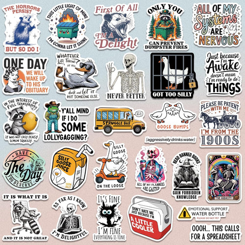 200 PCS Holographic Stickers for Adults, Waterproof Vinyl Sarcastic Meme Decals