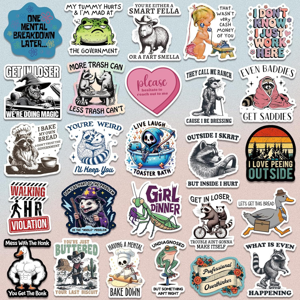 200 PCS Holographic Stickers for Adults, Waterproof Vinyl Sarcastic Meme Decals