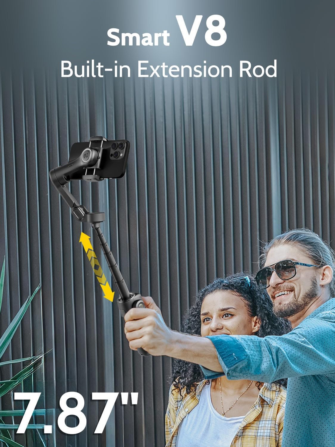 3-Axis Smartphone Gimbal with Built-in 7.8' Extension Rod, AI Tracking & OLED Display