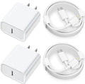 MFi Certified 20W Fast Charger Block with 6FT USB-C to Lightning Cable (2-Pack)
