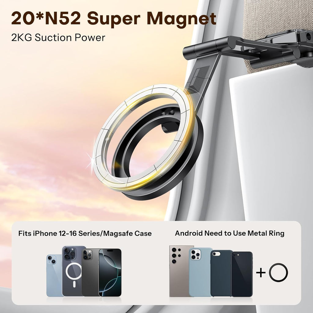 360° Rotating Magnetic Phone Tripod with Ultra Strong Magnet, Adjustable Aluminum Stand for Vlog, Gym, Travel