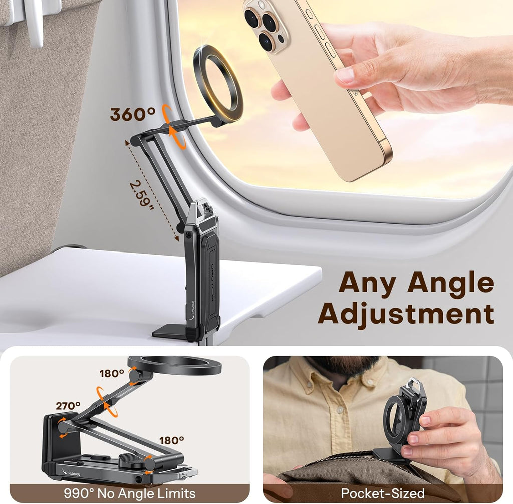 360° Rotating Magnetic Phone Tripod with Ultra Strong Magnet, Adjustable Aluminum Stand for Vlog, Gym, Travel