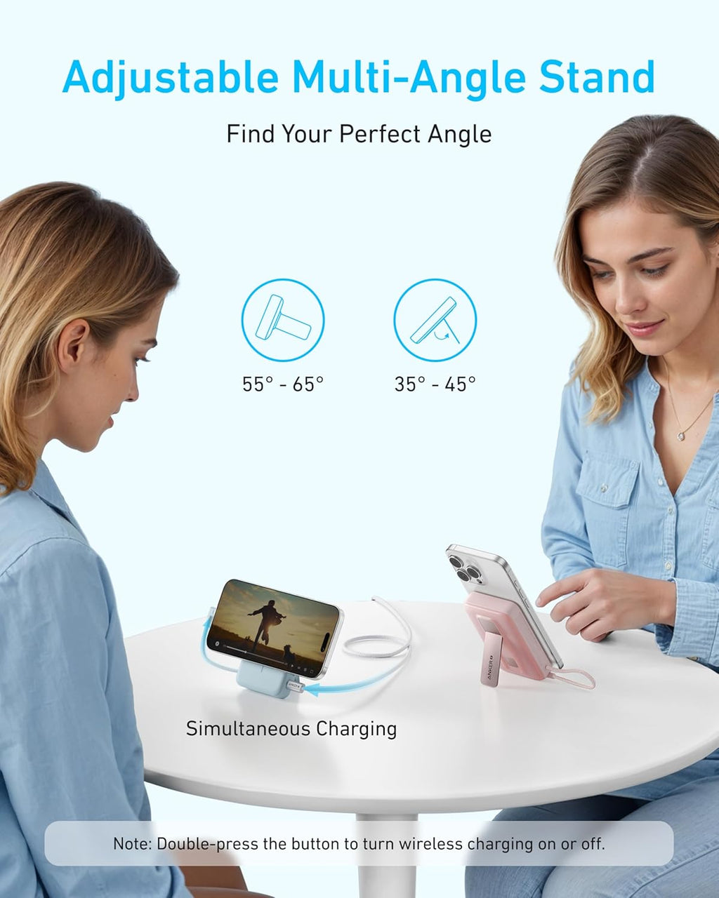 10,000mAh Magnetic Power Bank with 30W Fast Charging, Built-in USB-C Cable & Adjustable Stand