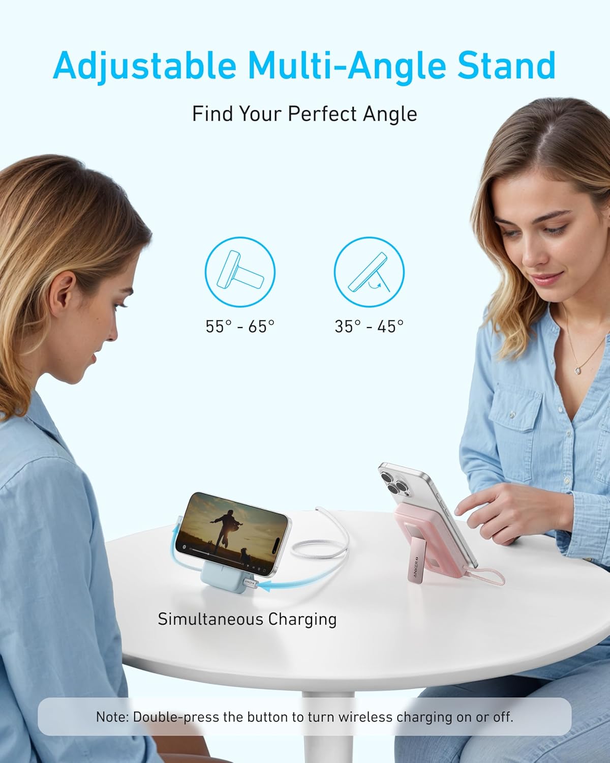 10,000mAh Magnetic Power Bank with 30W Fast Charging, Built-in USB-C Cable & Adjustable Stand