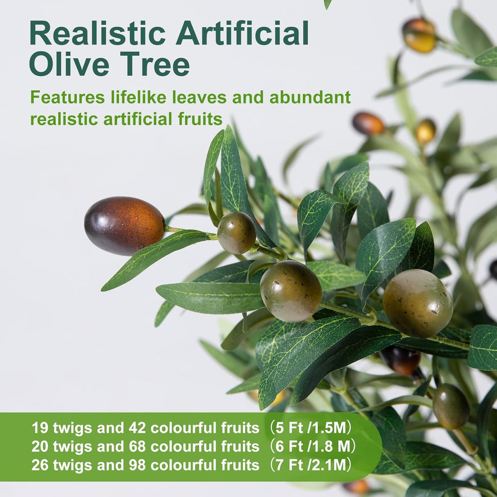 5FT Artificial Olive Tree with LED Lights, Moss and Planter - Indoor Home Decor
