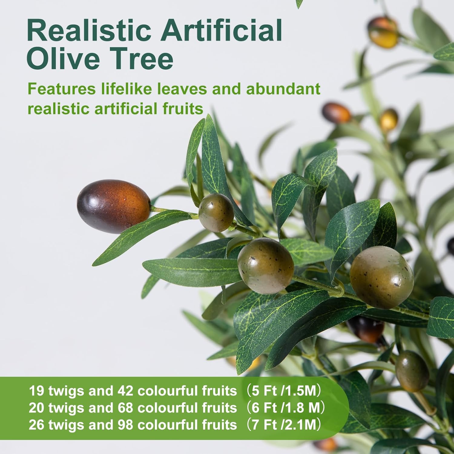 5FT Artificial Olive Tree with LED Lights, Moss and Planter - Indoor Home Decor
