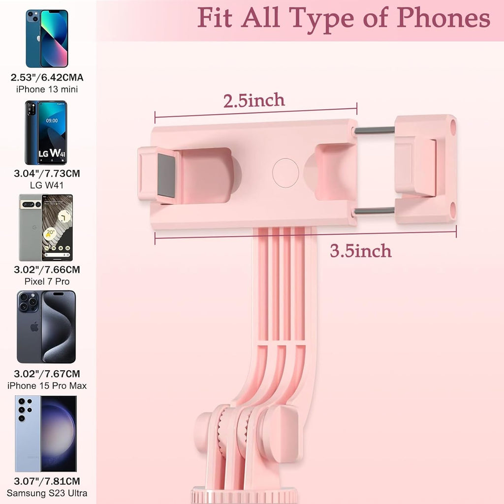 Bluetooth Selfie Stick Tripod with Fill Light, Extendable 30-170cm, Stable Tripod Support