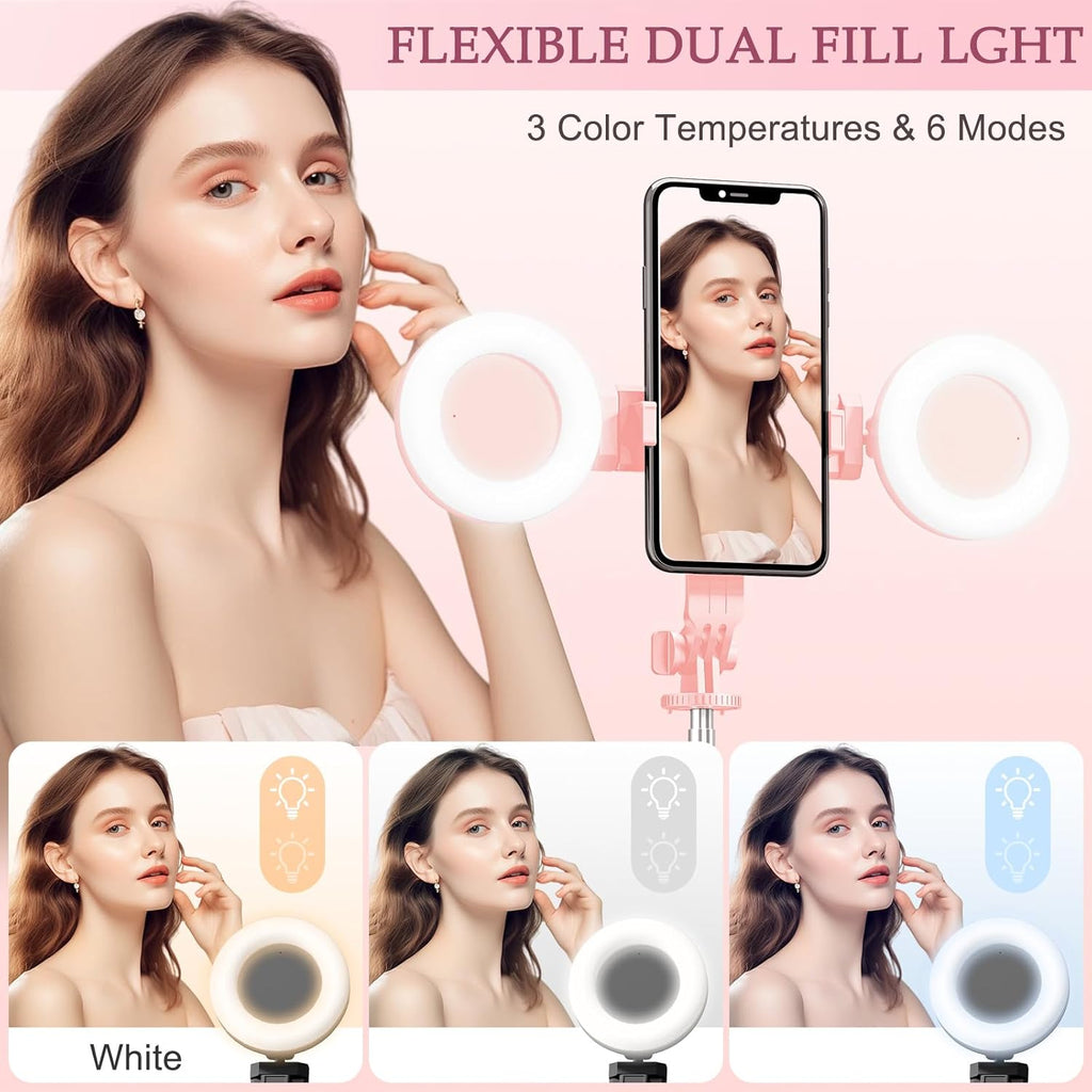 Bluetooth Selfie Stick Tripod with Fill Light, Extendable 30-170cm, Stable Tripod Support