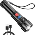 Rechargeable LED Tactical Flashlight with 5 Modes, Zoomable Beam & Power Display