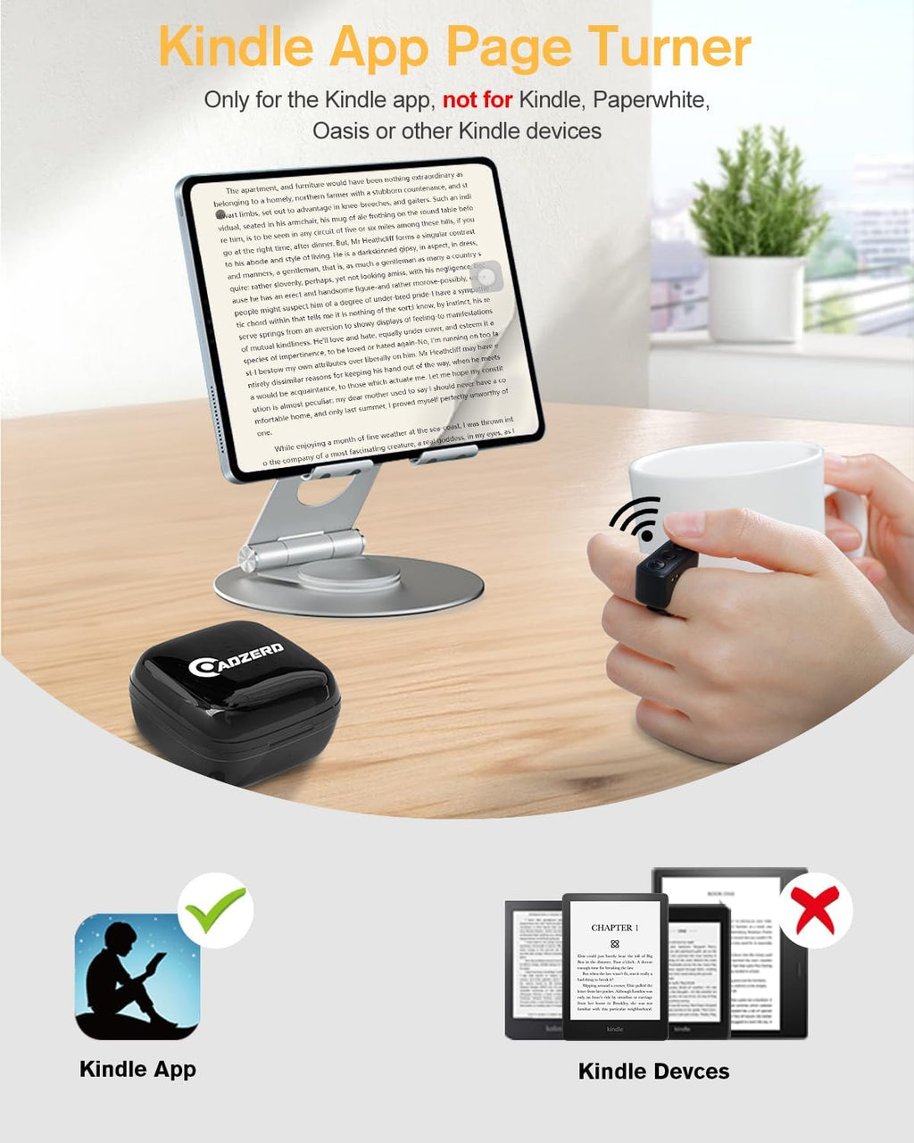Bluetooth Page Turner & Camera Remote for Smartphones and Tablets