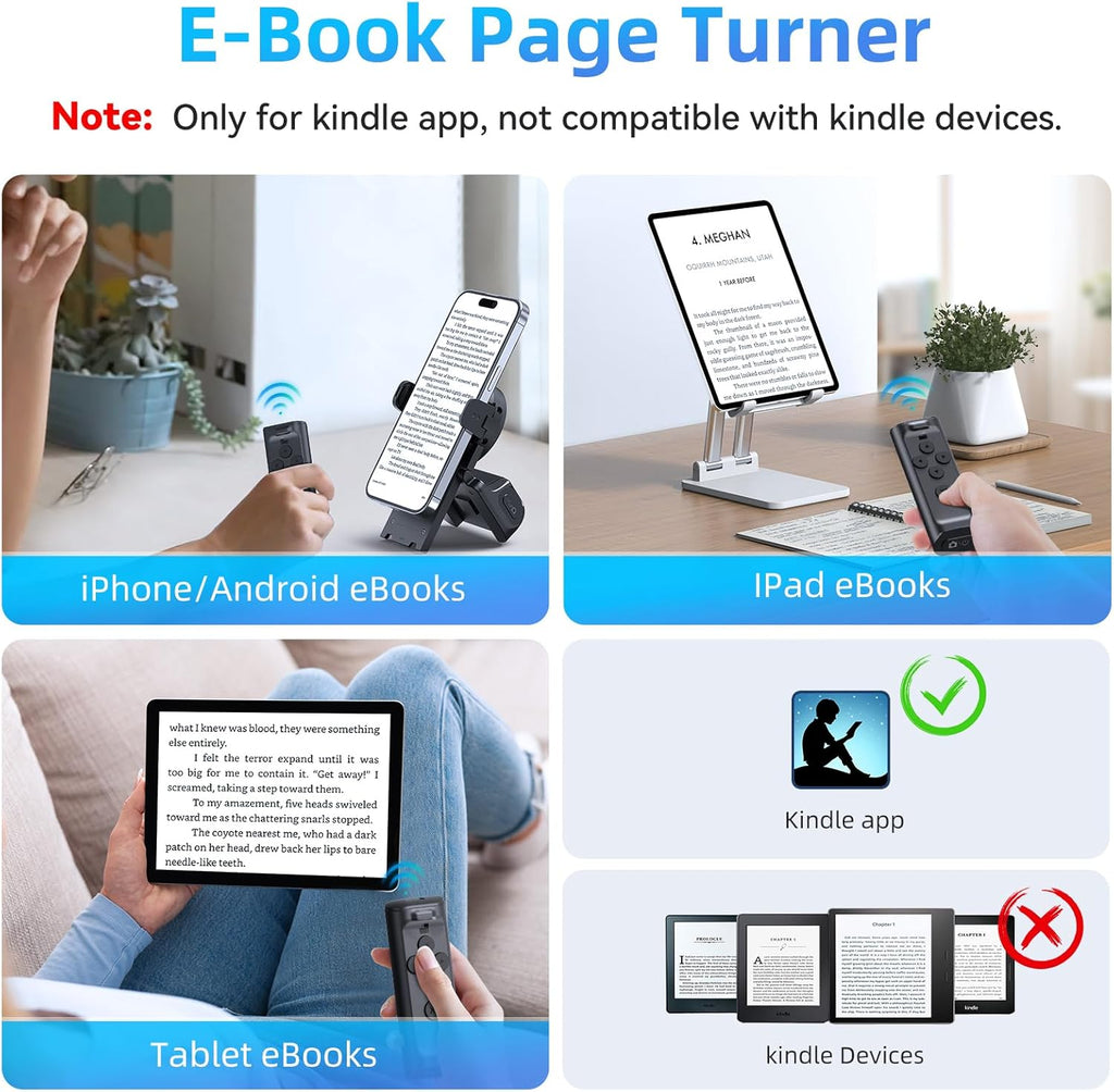 Bluetooth Remote Control with Phone Stand for TikTok, E-Book Reading & Camera Shutter