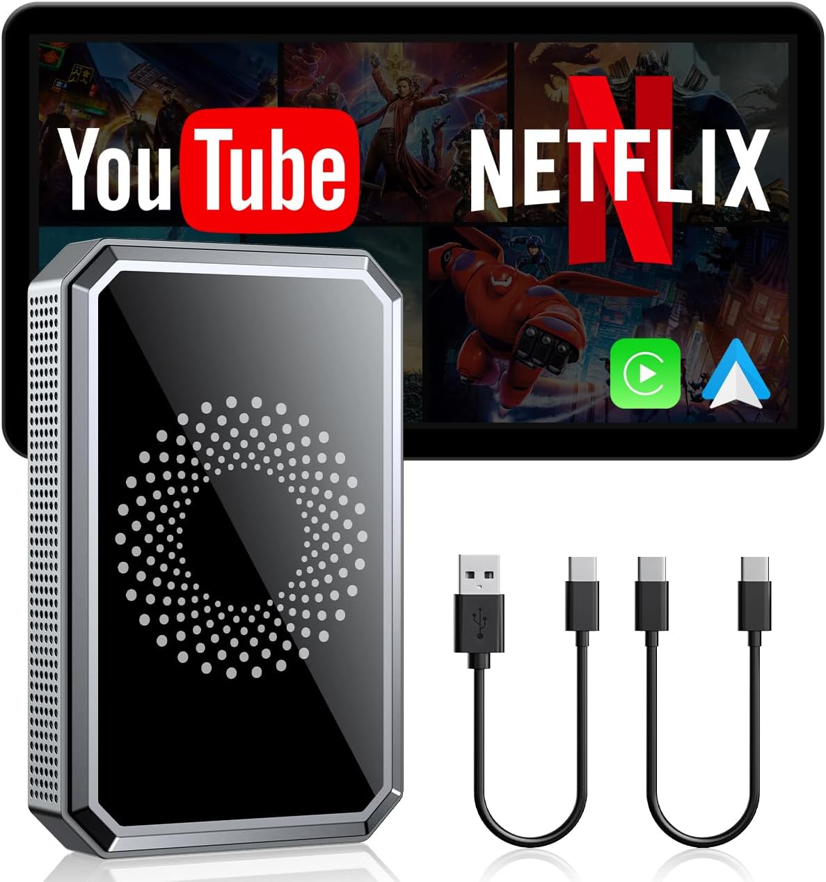 3-in-1 Wireless CarPlay Adapter with Video Streaming and USB Support