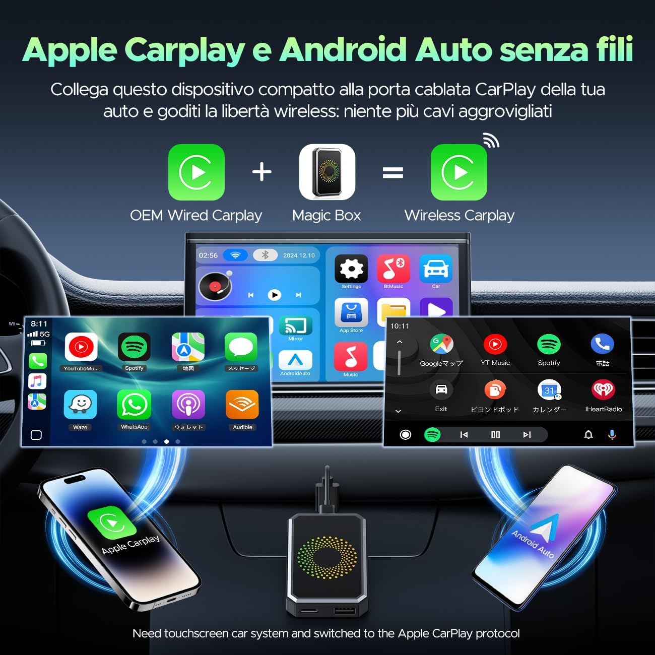 3-in-1 Wireless CarPlay Adapter with Video Streaming and USB Support