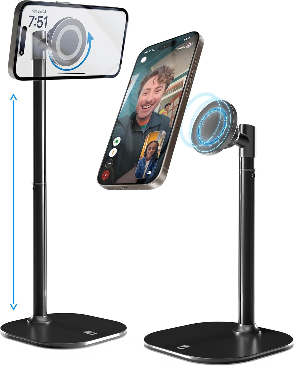 Adjustable Magnetic Phone Stand for Desk with 360° Rotation & Height Adjustment