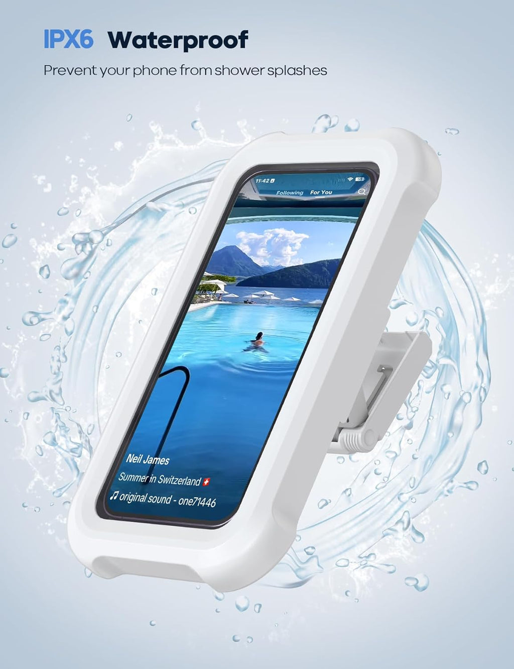 Waterproof Shower Phone Holder - 480° Rotatable Adjustable Wall Mount for 4-7" Devices