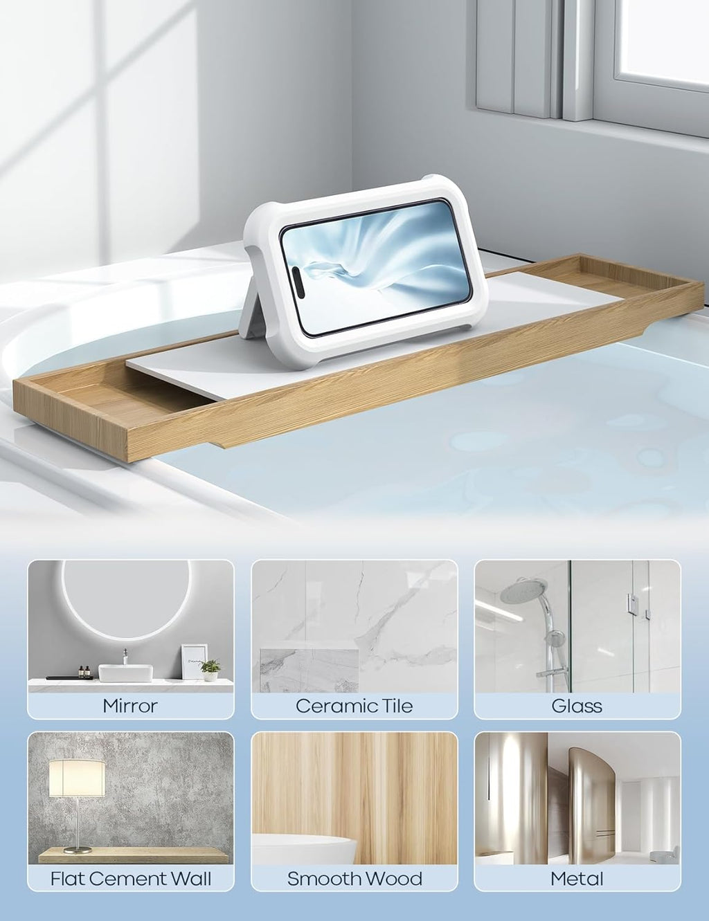 Waterproof Shower Phone Holder - 480° Rotatable Adjustable Wall Mount for 4-7" Devices