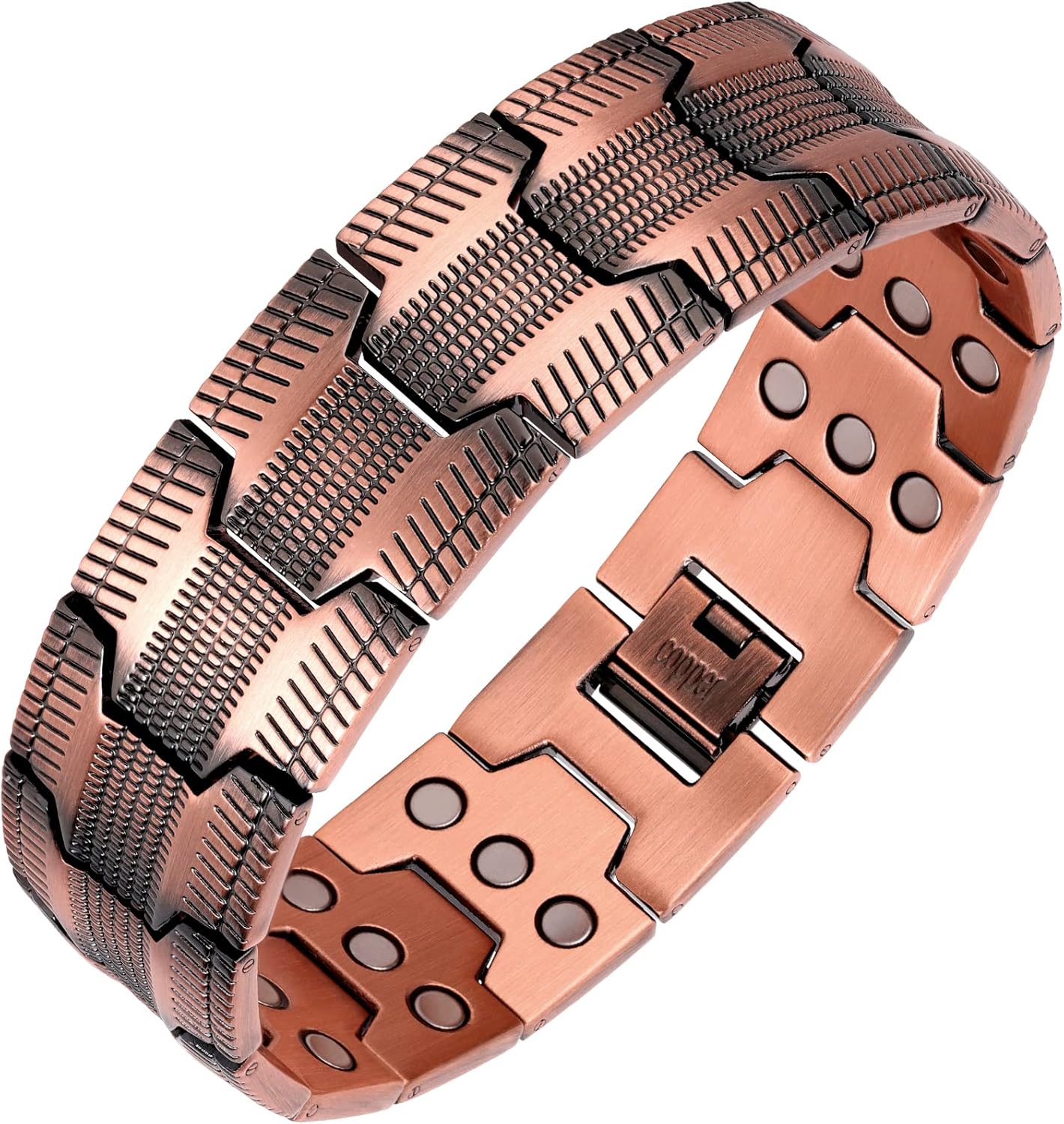 Men's 3X Strength Magnetic Copper Bracelet, 99.99% Pure Copper, Adjustable with Sizing Tool