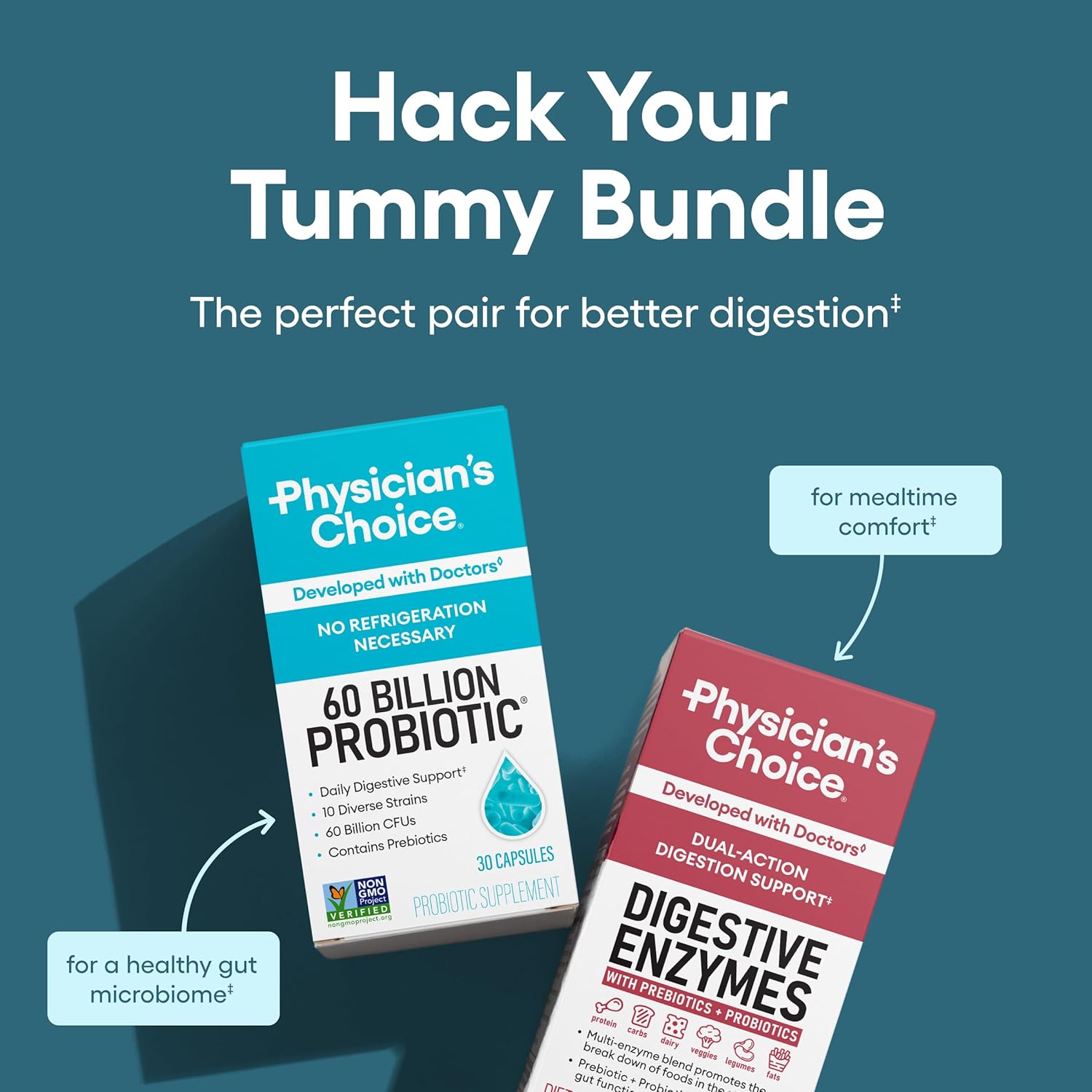 Advanced Gut Health Bundle: 60 Billion Probiotics + Digestive Enzymes for Digestive & Immune Support