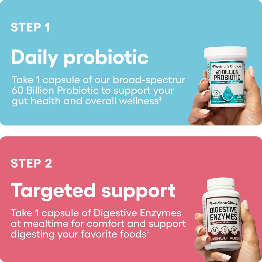 Advanced Gut Health Bundle: 60 Billion Probiotics + Digestive Enzymes for Digestive & Immune Support