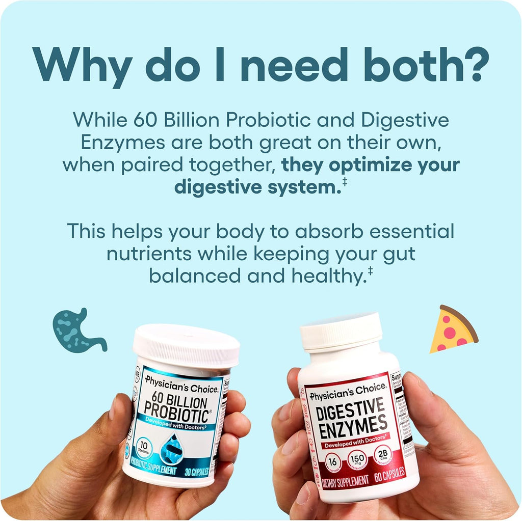 Advanced Gut Health Bundle: 60 Billion Probiotics + Digestive Enzymes for Digestive & Immune Support