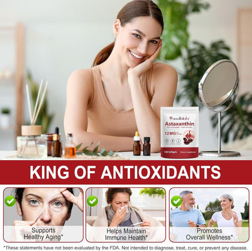 12mg Astaxanthin Softgels - Natural Antioxidant for Eye, Joint & Skin Health | 4 Month Supply