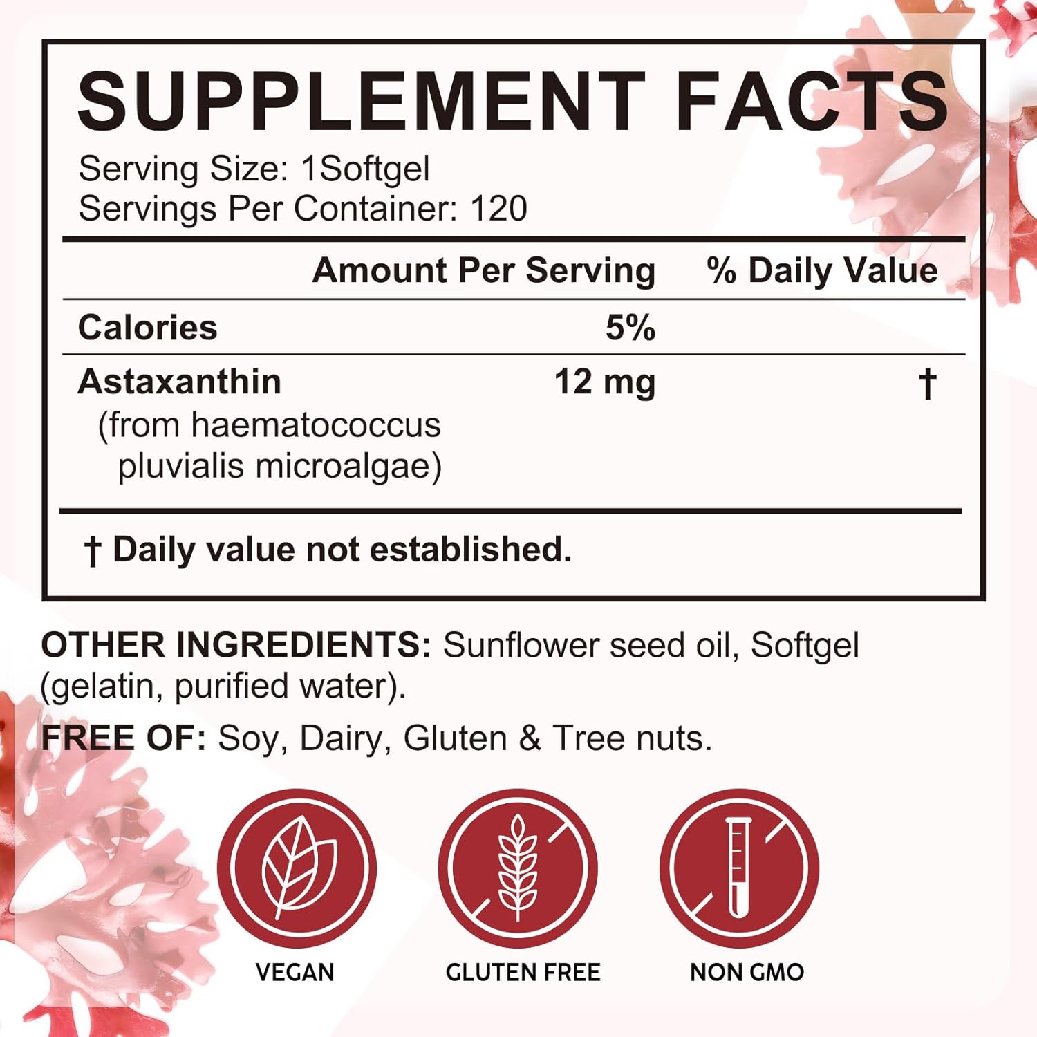 12mg Astaxanthin Softgels - Natural Antioxidant for Eye, Joint & Skin Health | 4 Month Supply