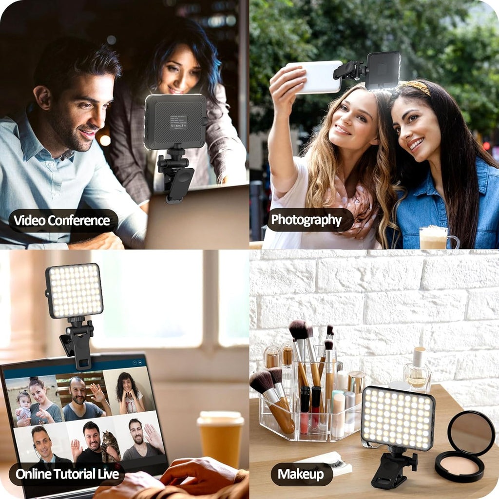 Rechargeable Clip-On Selfie Light with 3 Modes, 10 Brightness Levels, 2000mAh Battery