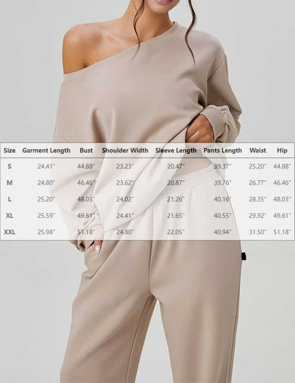 Off-Shoulder Sweatsuit Set for Women - Long Sleeve Top & Wide Leg Jogging Pants