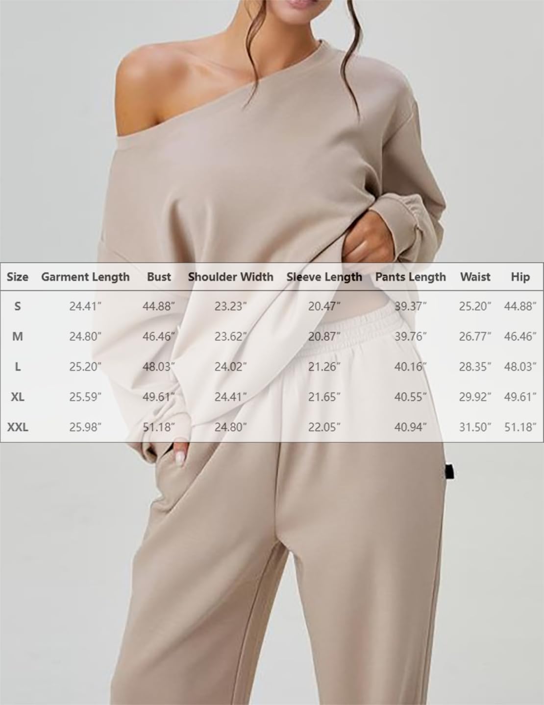 Off-Shoulder Sweatsuit Set for Women - Long Sleeve Top & Wide Leg Jogging Pants