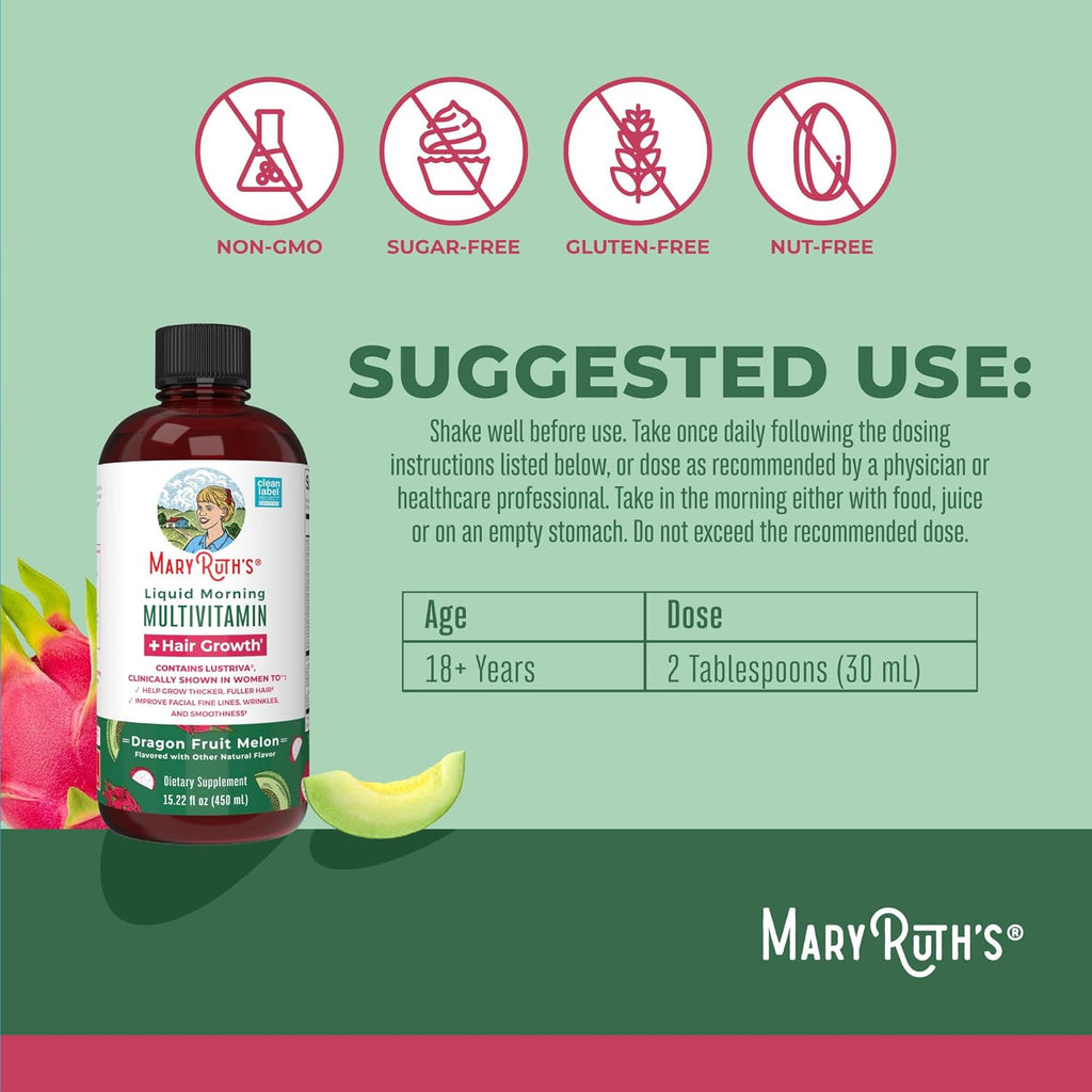 Liquid Multivitamin with Biotin 10000mcg for Hair Growth & Skin Health | 15.22 Fl Oz