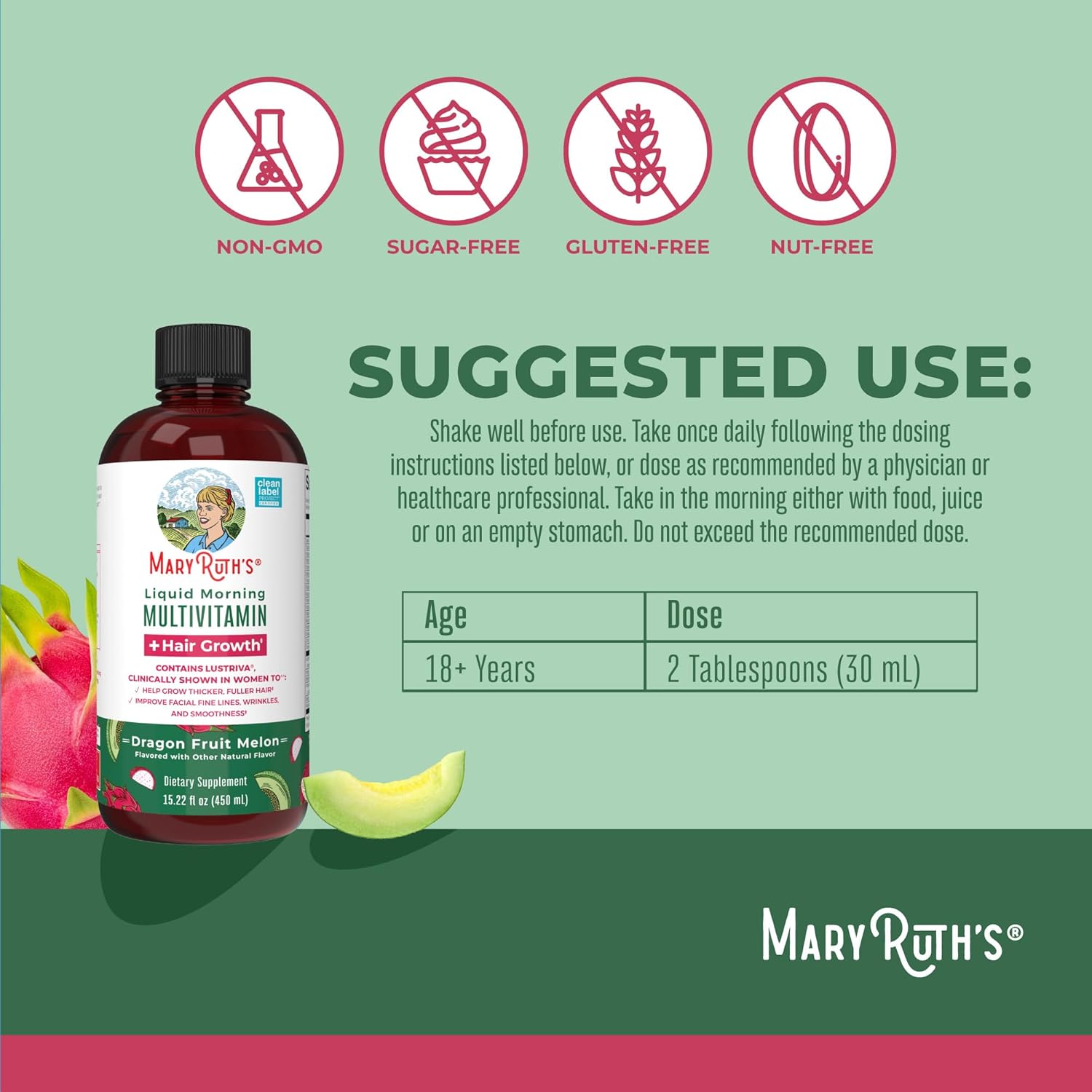 Liquid Multivitamin with Biotin 10000mcg for Hair Growth & Skin Health | 15.22 Fl Oz