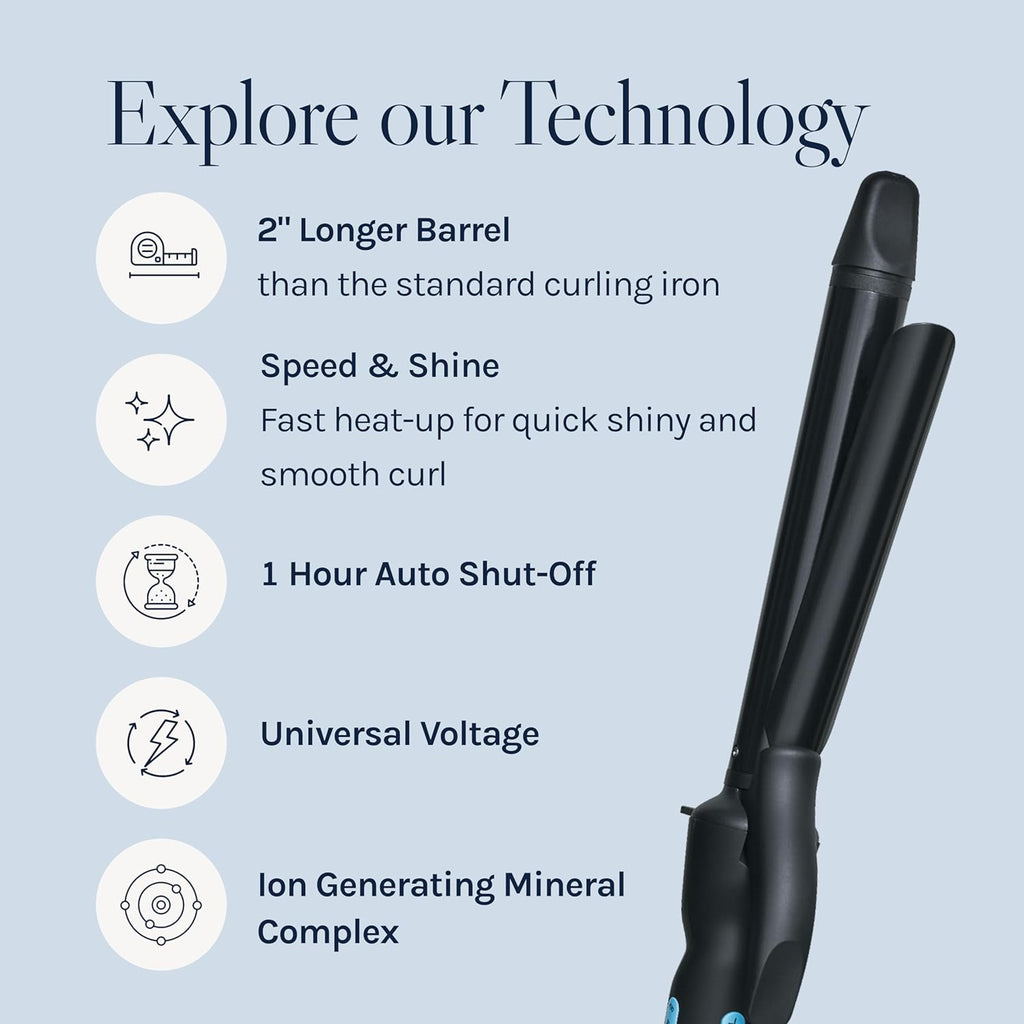 Long Barrel Curling Iron with Moisture Heat Technology & NanoIonic Technology