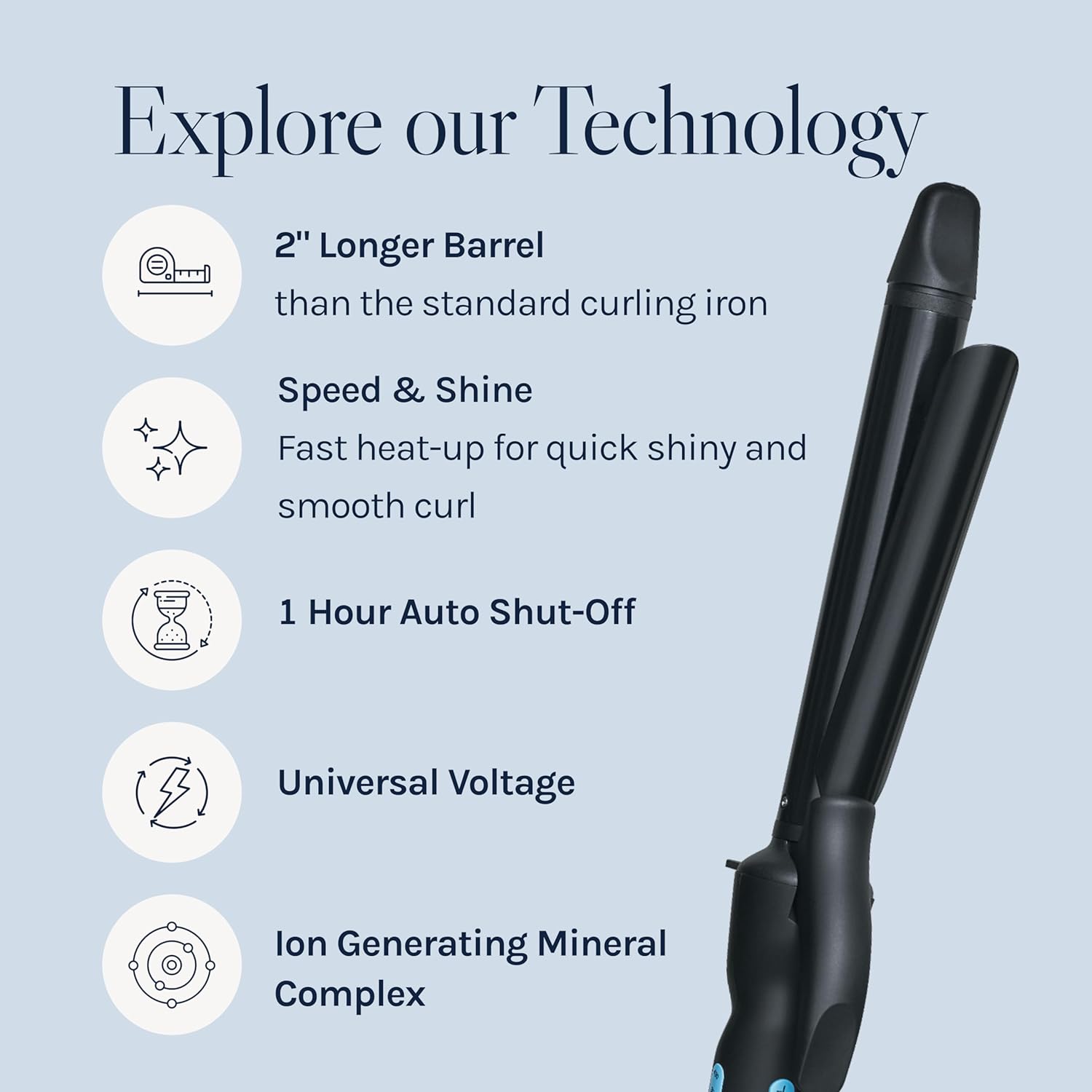 Long Barrel Curling Iron with Moisture Heat Technology & NanoIonic Technology