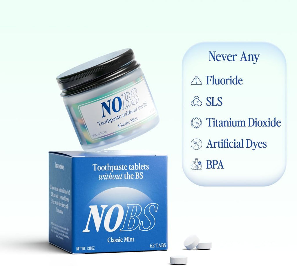 Fluoride-Free Toothpaste Tablets with Nano Hydroxyapatite - Eco & Travel Friendly, 1 Month Supply