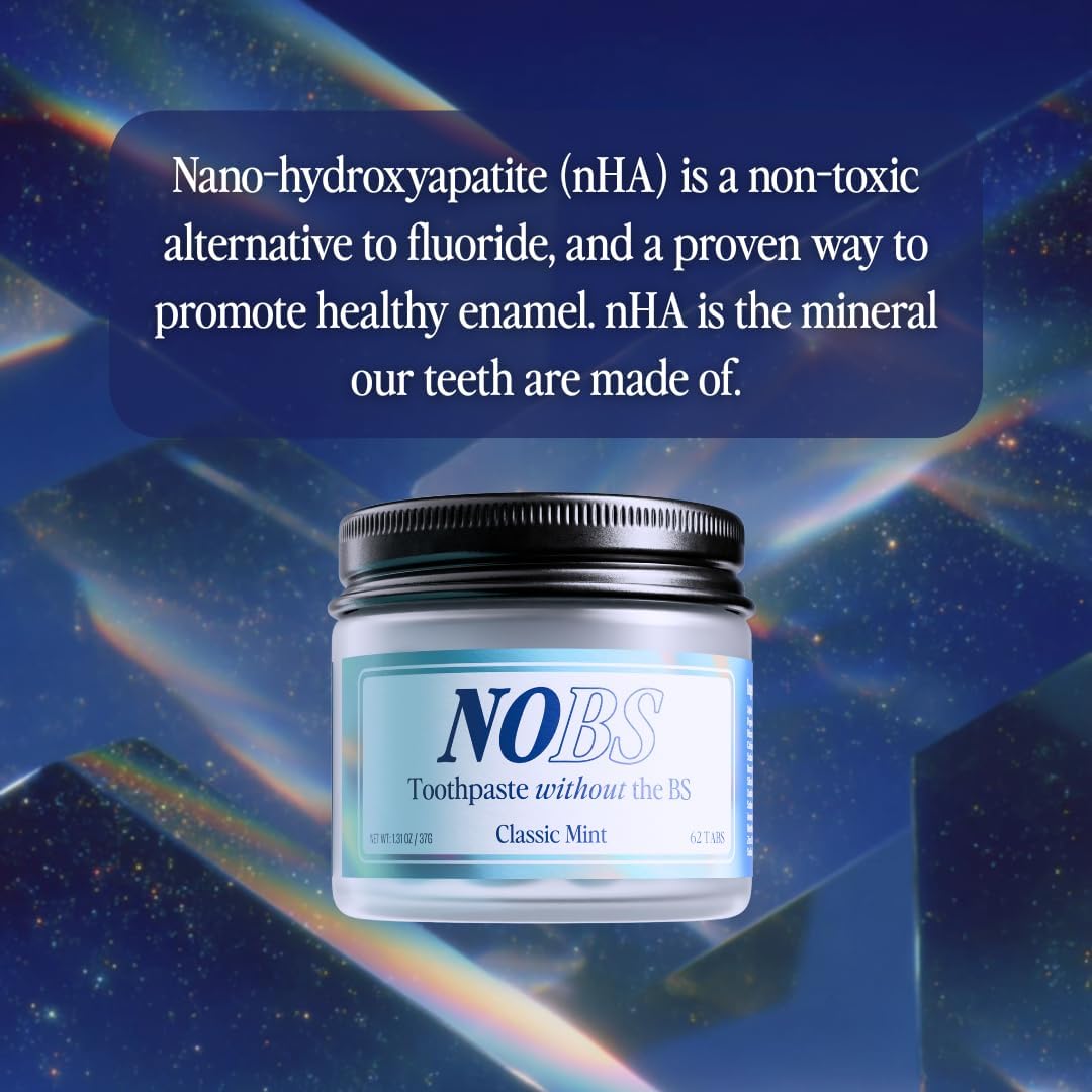 Fluoride-Free Toothpaste Tablets with Nano Hydroxyapatite - Eco & Travel Friendly, 1 Month Supply