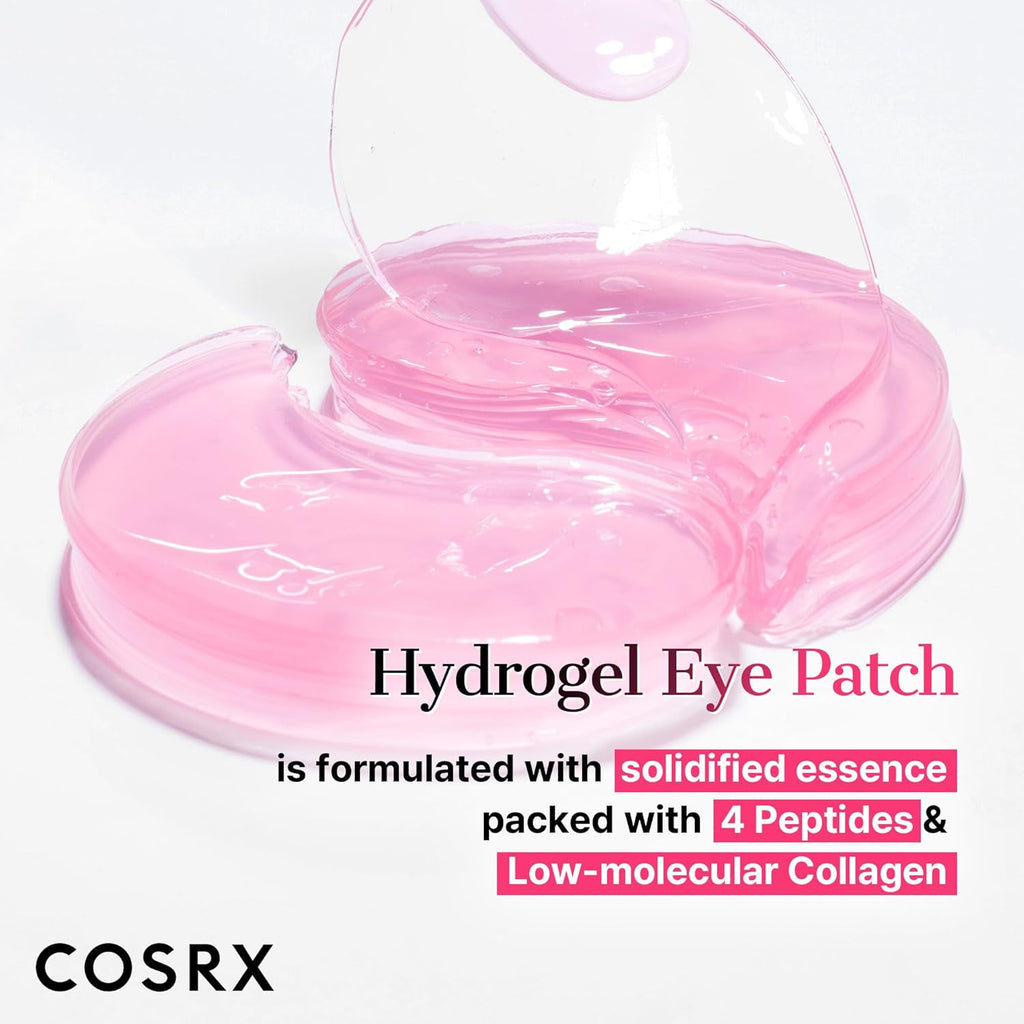 Pink Peptides Collagen Hydrogel Eye Patches for Puffy Eyes and Dark Circles, 60 Count