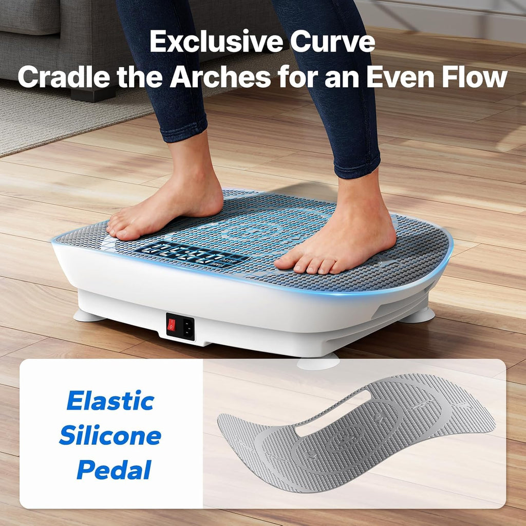 Curved Vibration Plate Exercise Machine with Calorie Tracking - Home Fitness Equipment