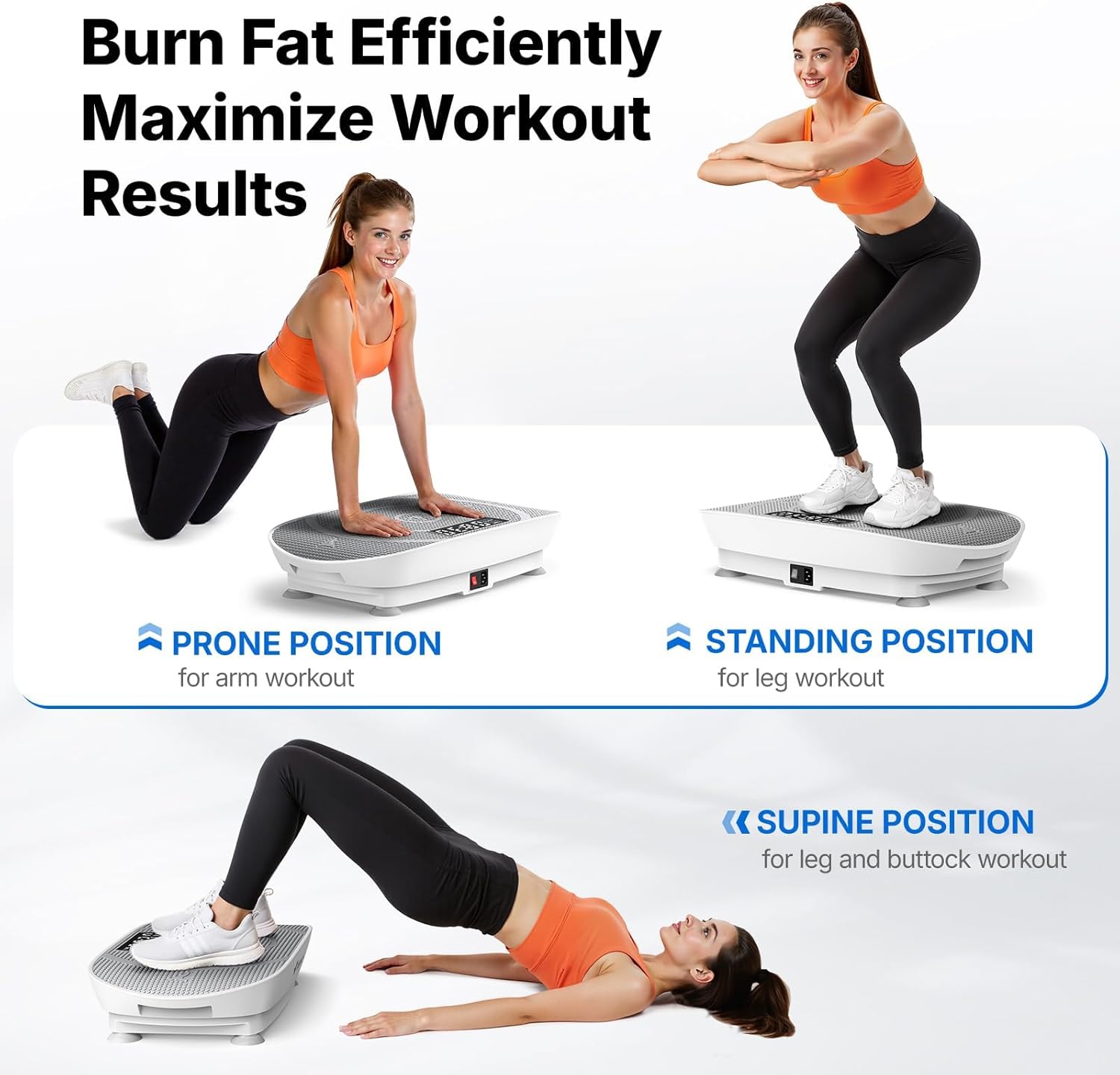 Curved Vibration Plate Exercise Machine with Calorie Tracking - Home Fitness Equipment