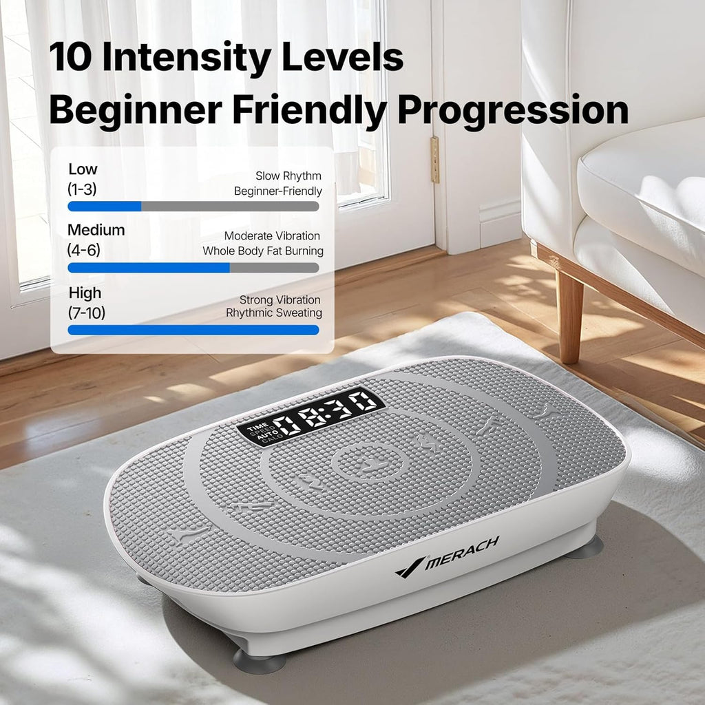 Curved Vibration Plate Exercise Machine with Calorie Tracking - Home Fitness Equipment
