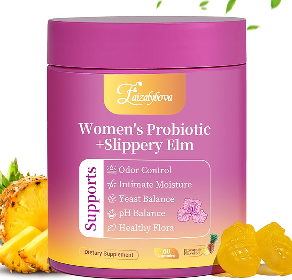 Women's Probiotic Gummies with Slippery Elm, Pineapple Flavor | pH Balance & Digestive Support