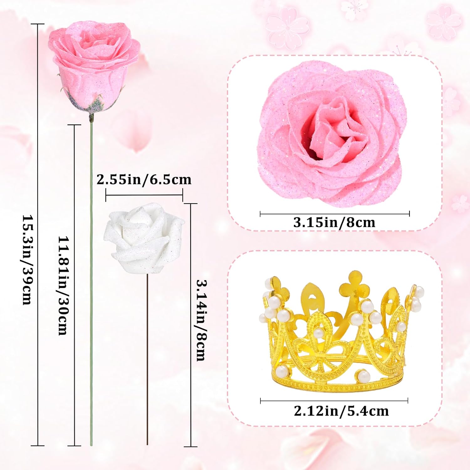 DIY Glitter Rose Bouquet Kit with 56 Flowers, Letters for Personalized Valentine's Gifts