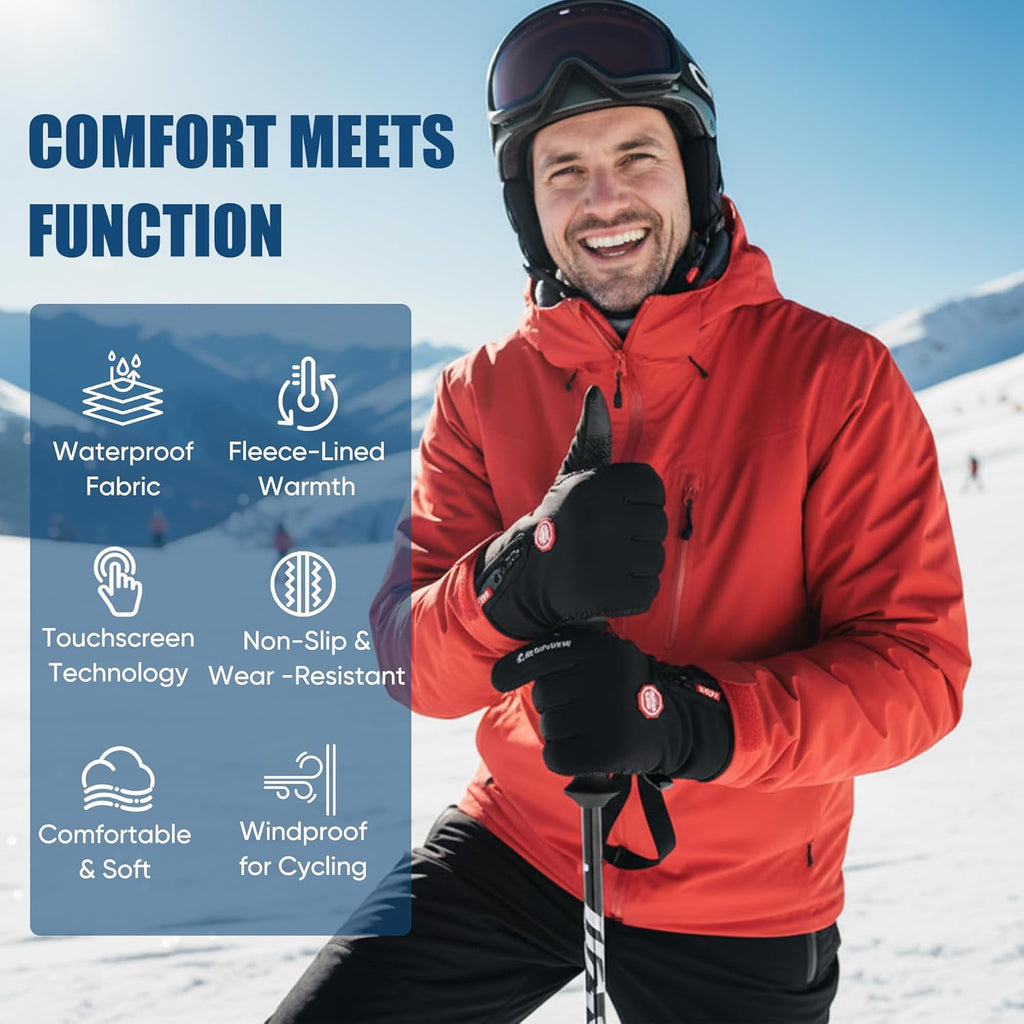 Waterproof Windproof Thermal Winter Gloves for Men and Women, Touchscreen Anti-Slip Cycling Motorcycle Gloves