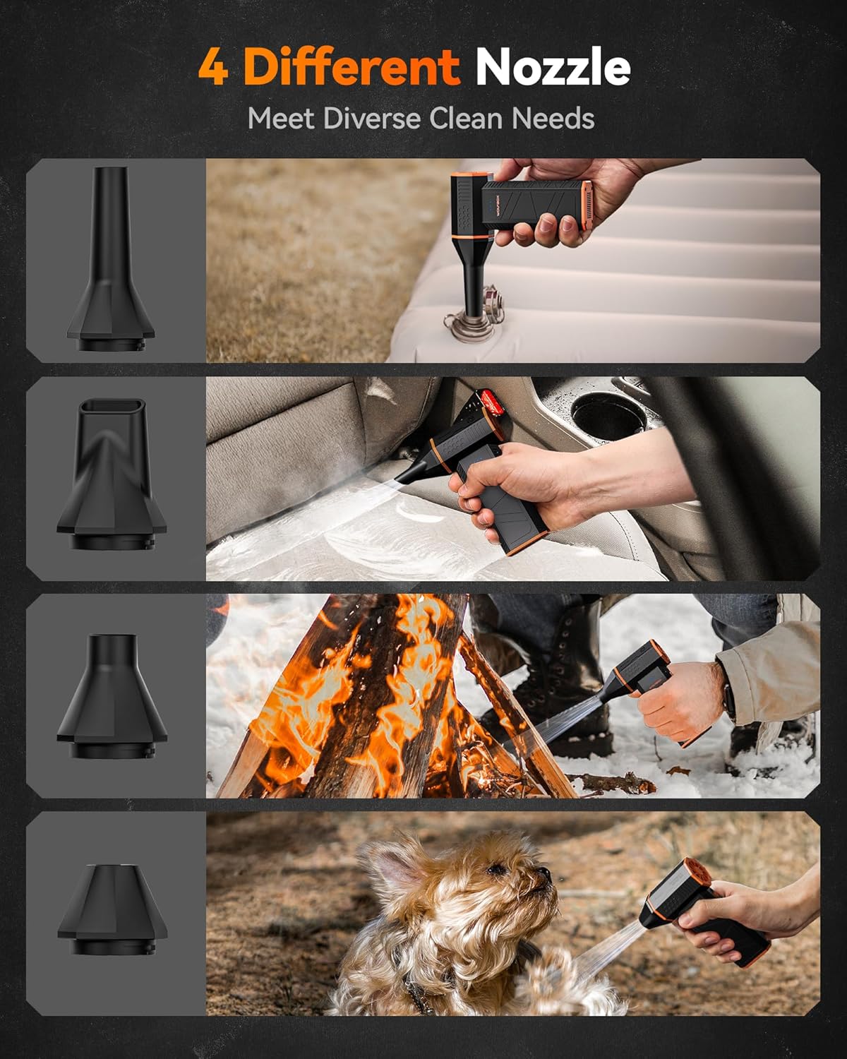 110000RPM Electric Air Duster with 3-Speed Settings, Fast Charging & 4 Nozzles