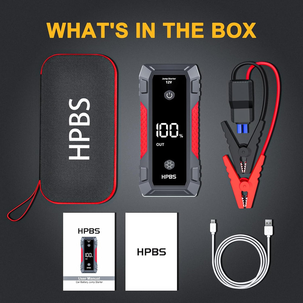5000A Portable Car Jump Starter for 10.0L Gas/8.0L Diesel Engines with LCD Display