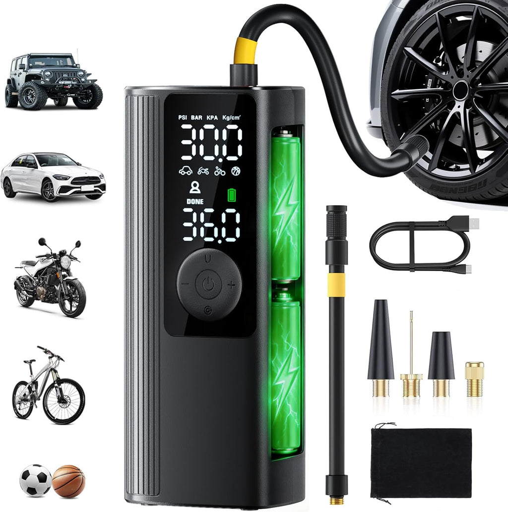 Portable Cordless Air Compressor with Digital Gauge, 150PSI Auto Shut-Off for Car Tires