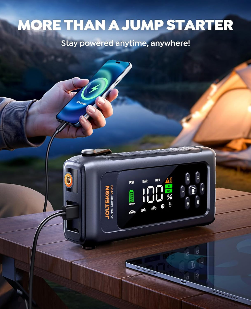 4500A Car Battery Jump Starter with 150PSI Air Compressor, 8-in-1 Portable Power Bank